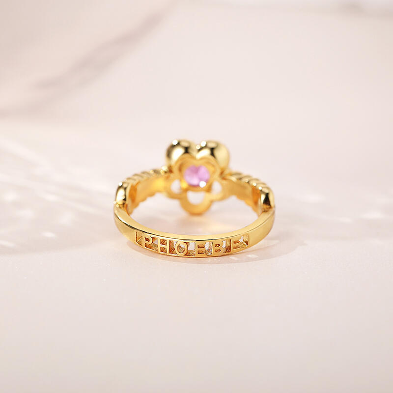 Jeulia Little Flower Personalized Sterling Silver Ring