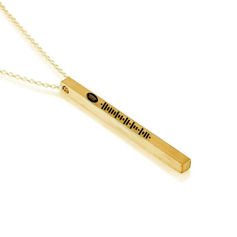 Jeulia Scannable Spotify Code Vertical Bar Stainless Steel Necklace