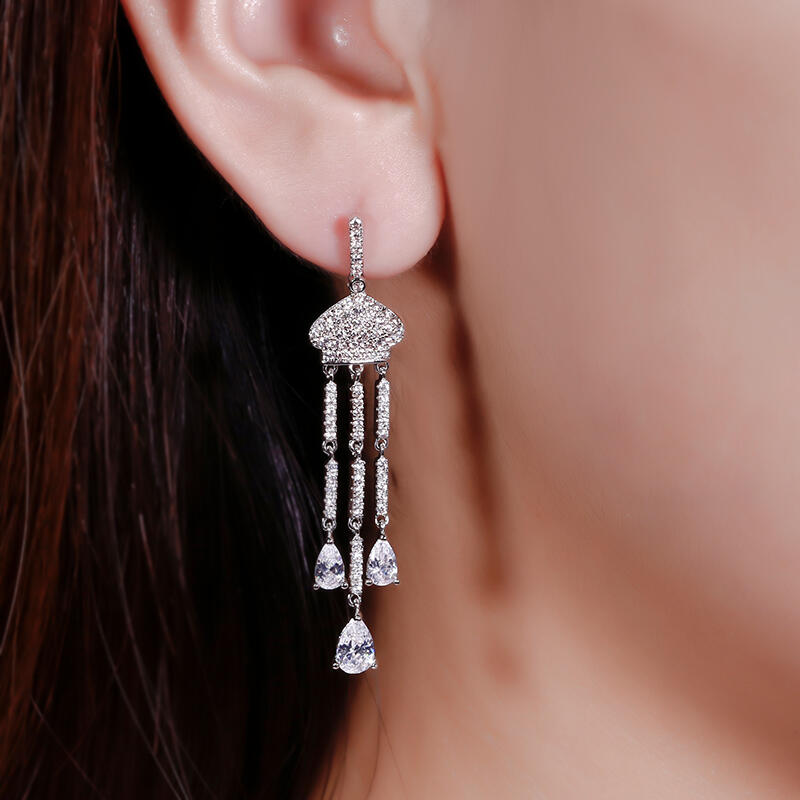 Jeulia Taj Mahal Inspired Sterling Silver Dangle Earrings