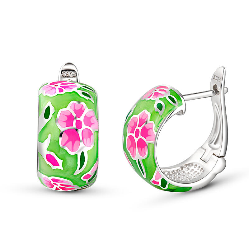 Jeulia "Wonderful Days" Enamel Sterling Silver Earrings