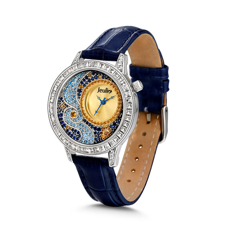 Jeulia "Starry Quiet" The Starry Night Inspired Quartz Blue Leather Women's Watch