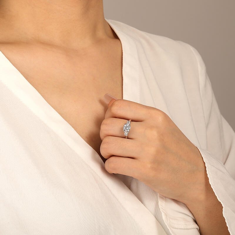 "One I Love"  Round Cut Three Stone Engagement Ring