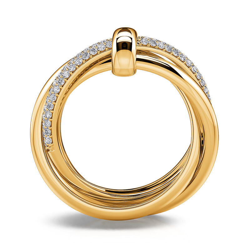 Jeulia Gold Tone Triple Link Knot Sterling Silver Ring
