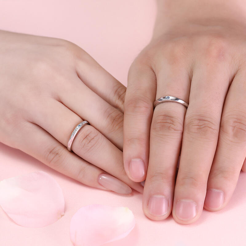 Jeulia Alliance pour homme "L'amour véritable est éternel" Argent Sterling