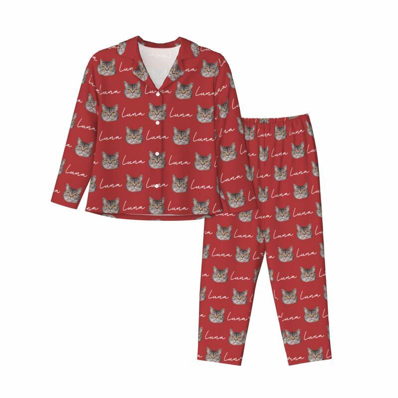 Pyjama personnalisé avec photo et nom de tête d'animal de compagnie personnalisés, cadeau adorable unique pour la famille des amoureux des animaux