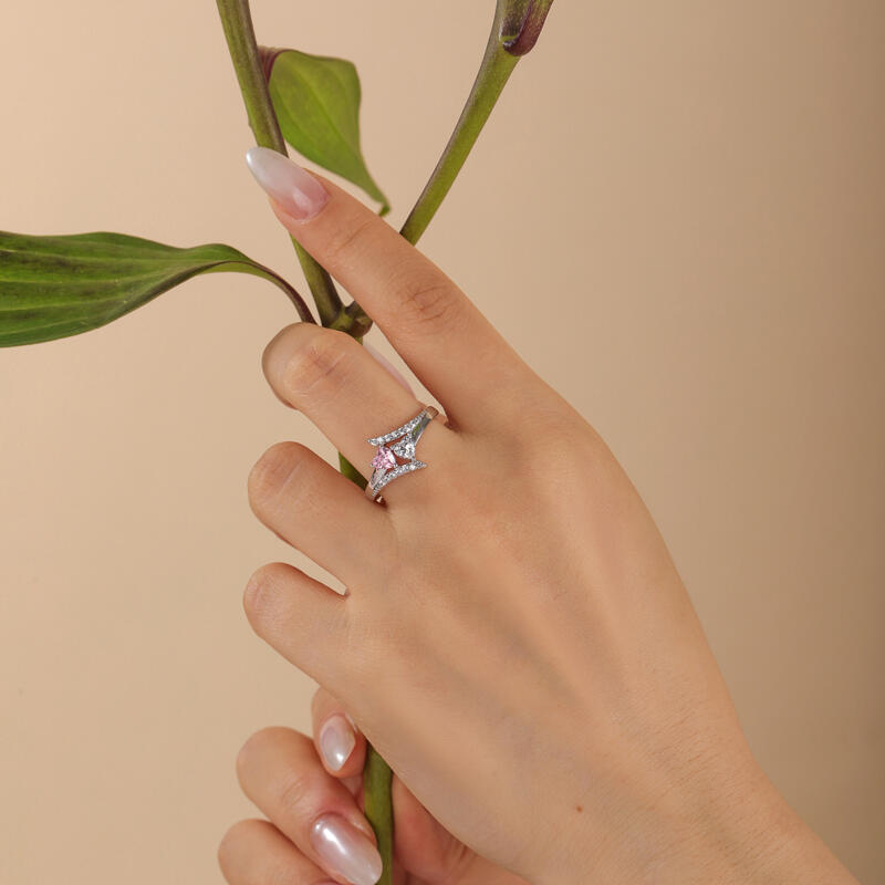 Jeulia Bague de fiançailles Cœur Personnalisée avec pierre de naissance et gravure