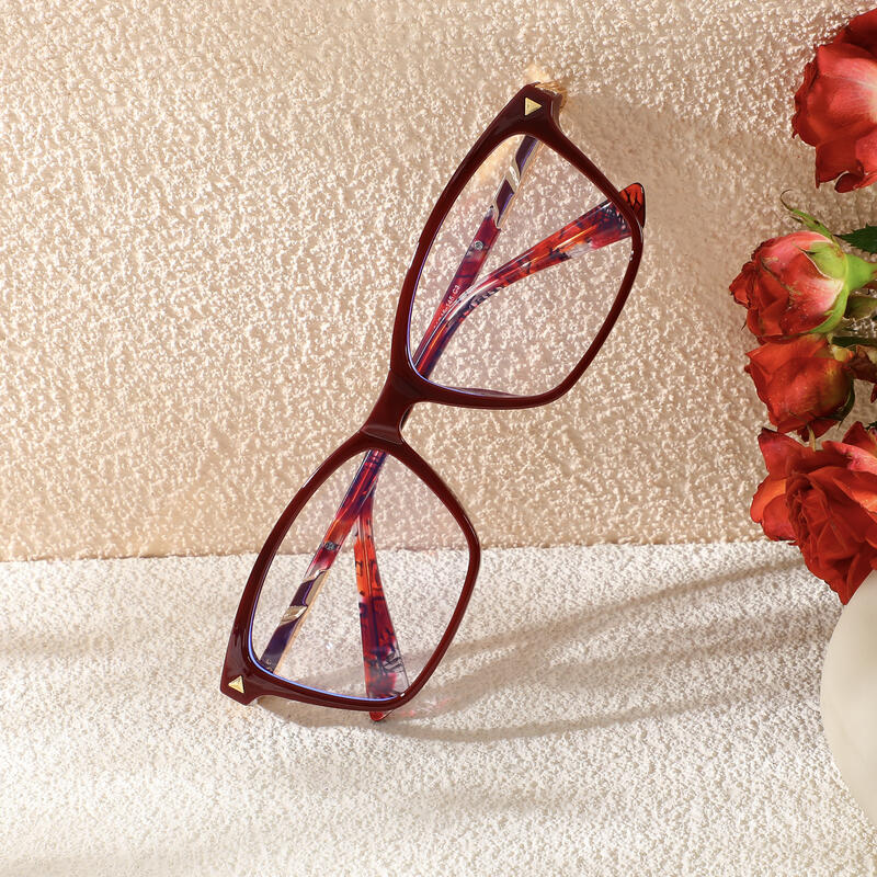 Elizabeth Rechteckige Rote Brille