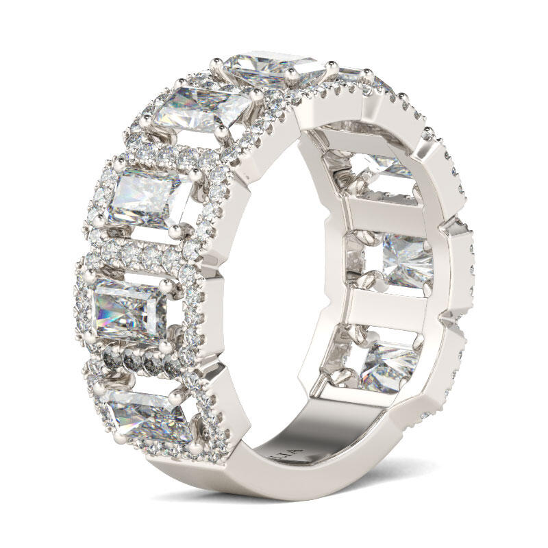 Jeulia Halo Radiant Cut Sterling Silver Women's Band