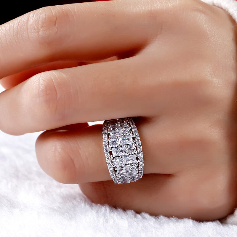 Jeulia Wide Shank Sterling Silver Women's Band