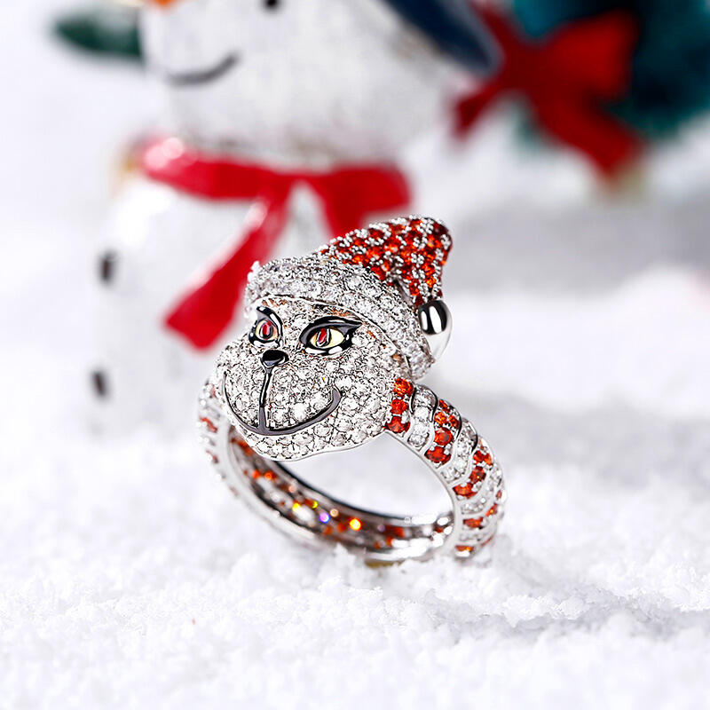 Jeulia Christmas Monster Inspired Sterling Silver Ring