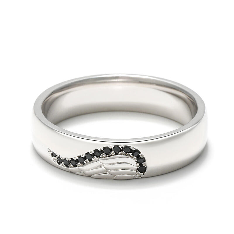 Jeulia Angel Wing Creative Engraved Sterling Silver Men's Band
