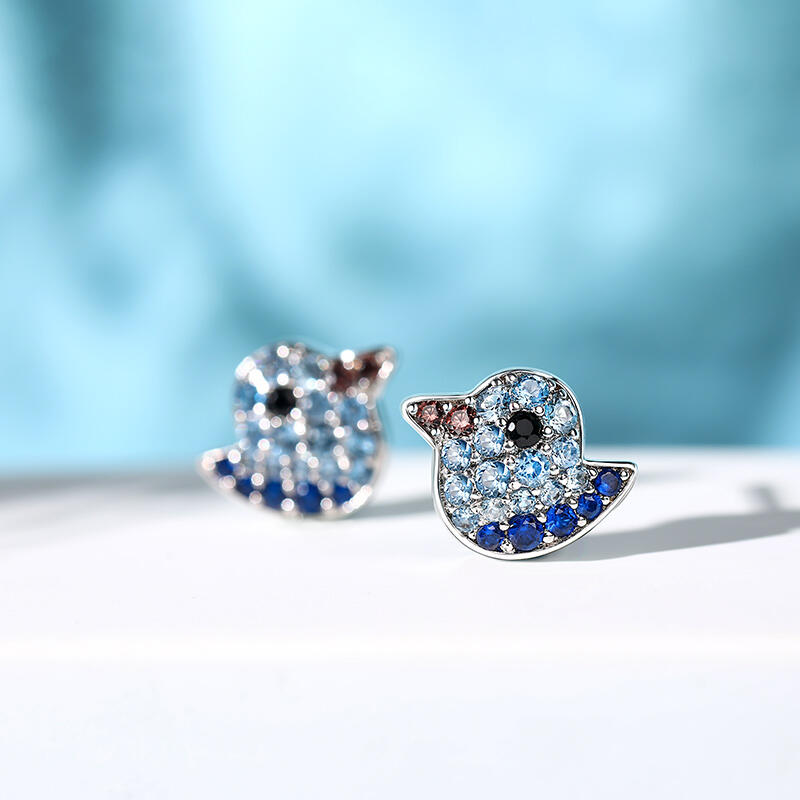 Jeulia キュート 小鳥 アヒル シルバー スタッド ピアス