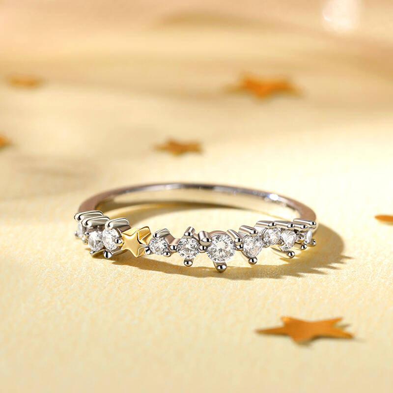 Jeulia Anel feminino estrela de prata esterlina