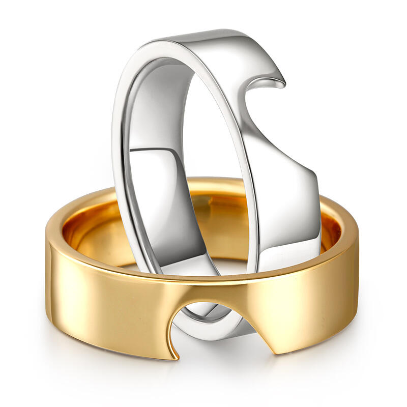 Jeulia Anillos para pareja de boda con diseño de corazón dos tonos plata de ley