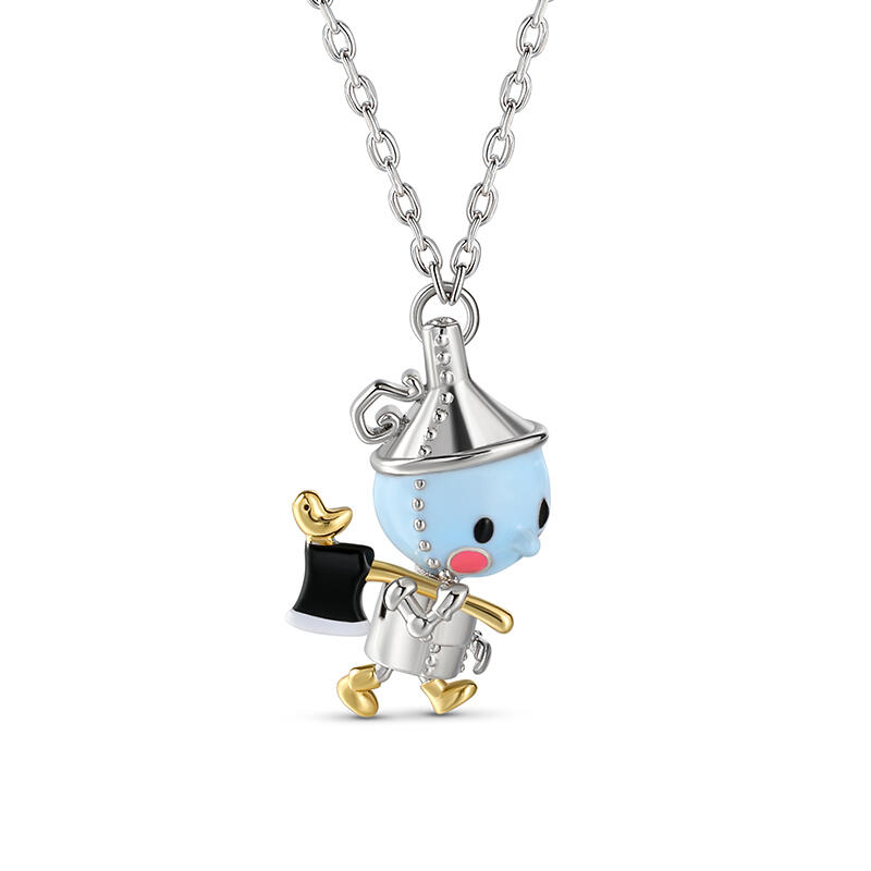 Jeulia "Take the Heart" Cartoon Characters Enamel Sterling Silver Necklace