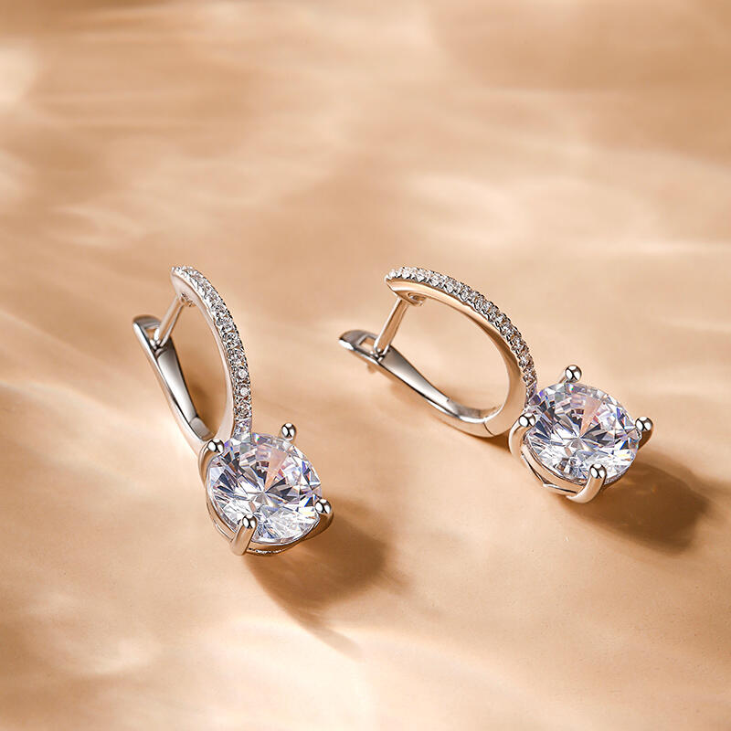 Jeulia Classic Round Cut Sterling Silver Earrings