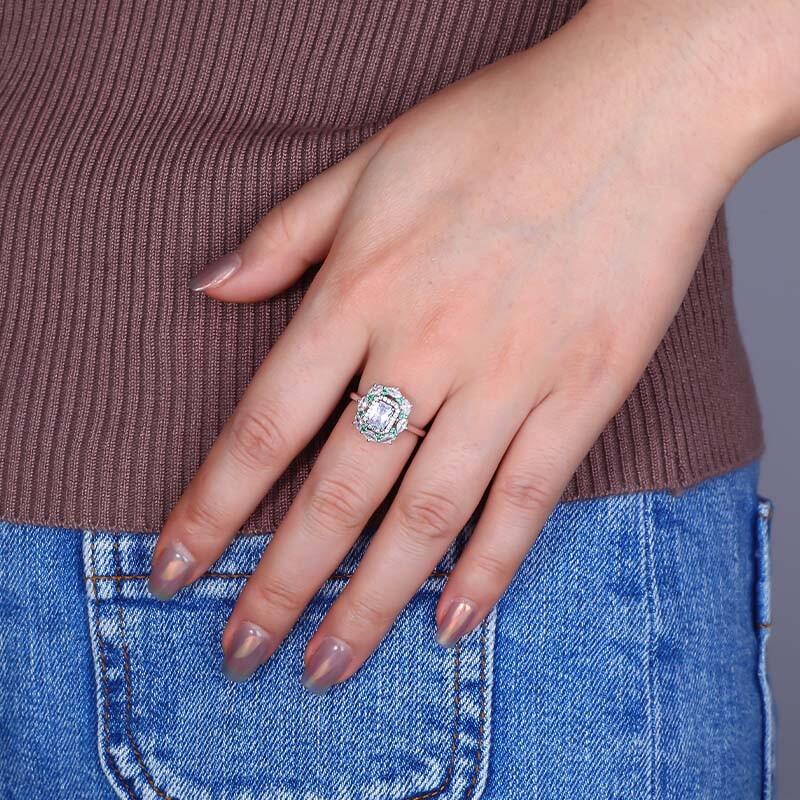 "Best For You" Radiant Cut Cluster Halo Engagement Ring