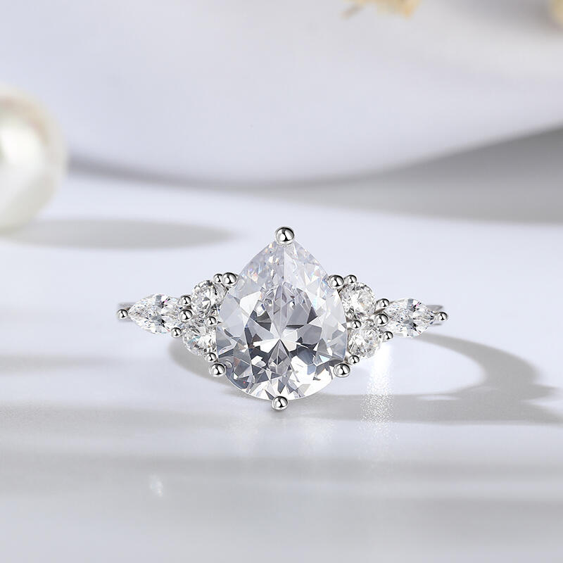 Jeulia Pear Cut Sterling Silver Ring