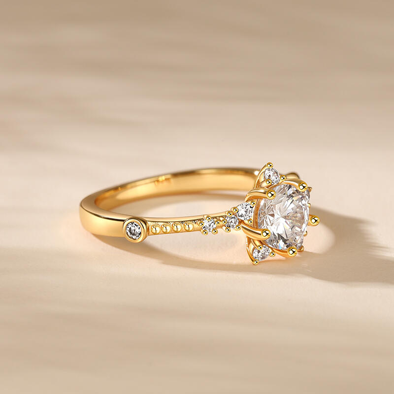 Jeulia Flower Ring Design Sterling Silver Round Cut