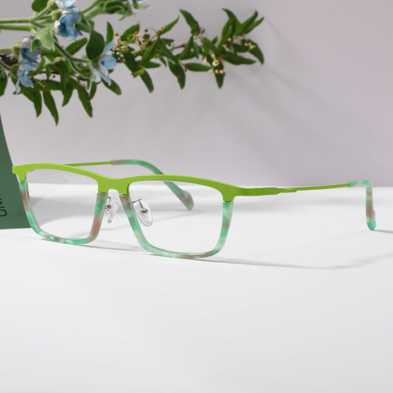 Burnal Rechteckige Grüne Brille