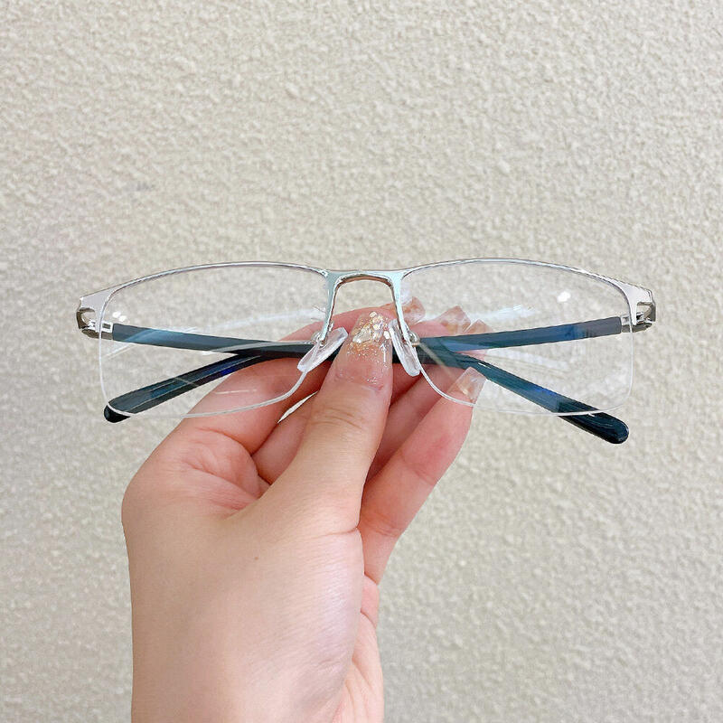 Cuicee Rectangle Browline Silver Glasses