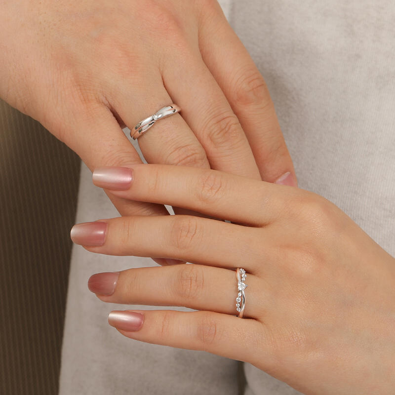 Jeulia Alianza Pareja de Boda para Hombre Solitario Simple Personalizada Trenzada