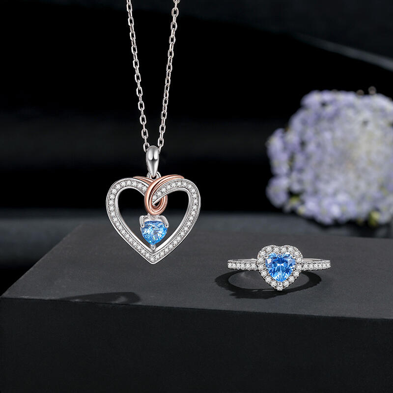 Jeulia Collier Personnalisé à Double Ton avec Cœur Infini et Coupe Cœur