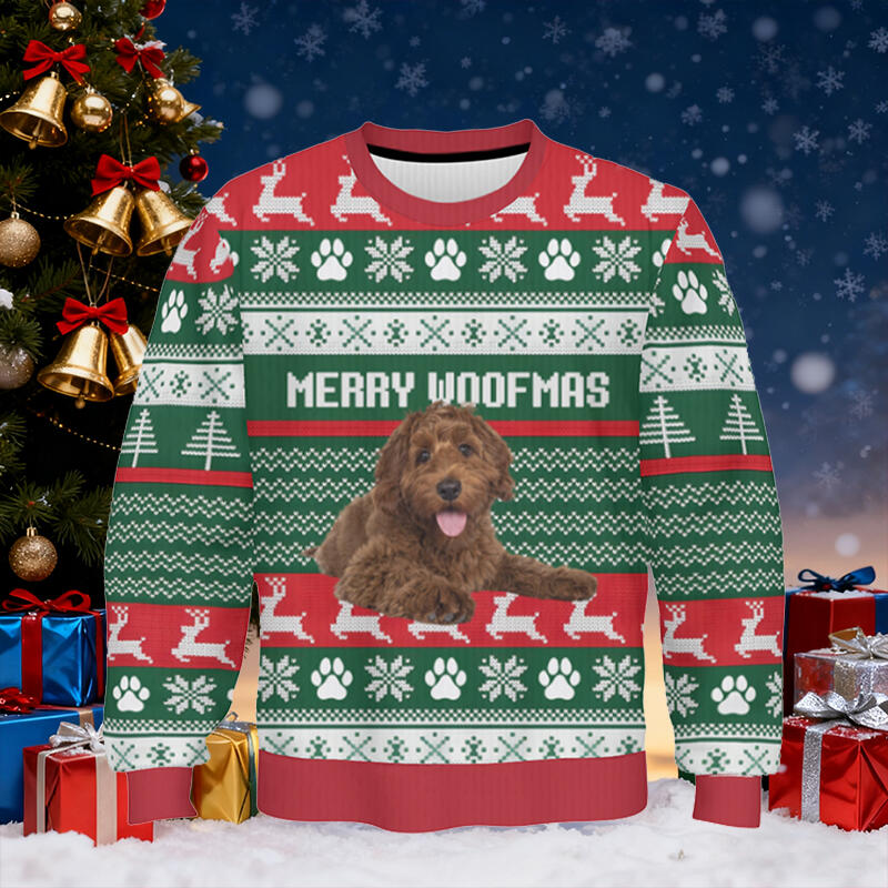 Personalized Ugly Sweater Unisex Custom Pet Photo Paw Prints Design Perfect Christmas Gift for Pet Lovers