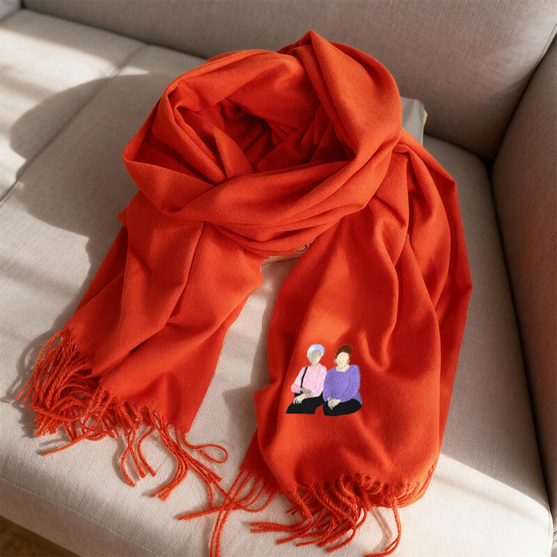 Personalized Scarf with Custom Embroidered Photo Perfect Christmas Long-Distance Gift for Bestie