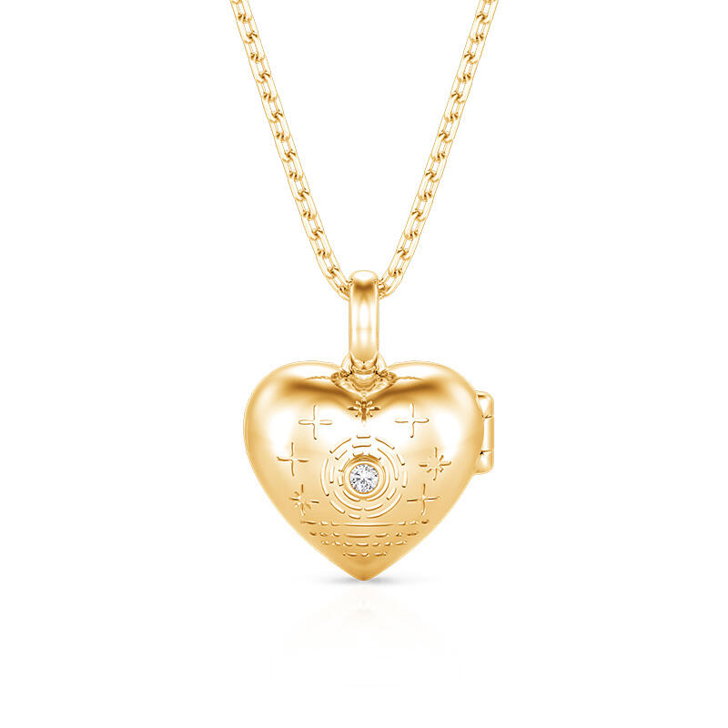 Jeulia Custom Double Sided Engraved Heart Photo Locket Necklace