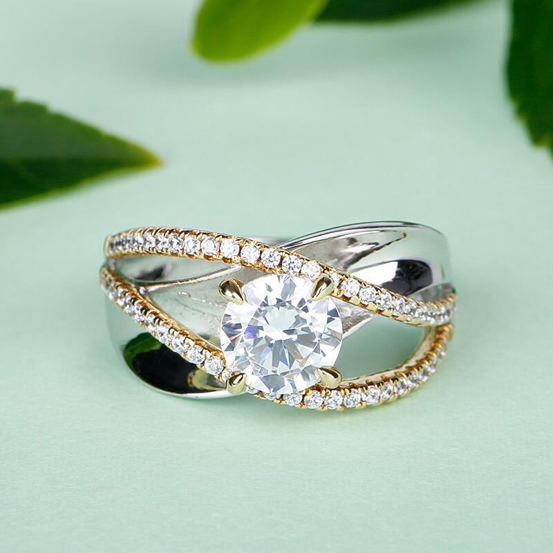 Jeulia tvådonad crossover -rundring i sterlingsilver