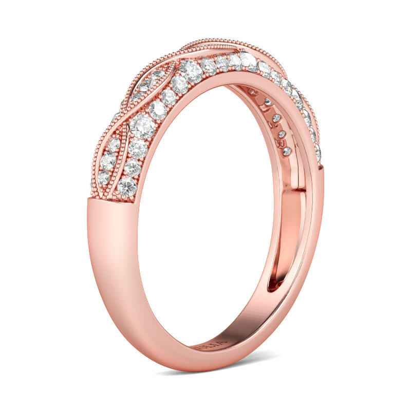 جوليا خاتم بقطع دائري الفضة الإسترليني ذهبي وردي النسائية على شكل مسنن