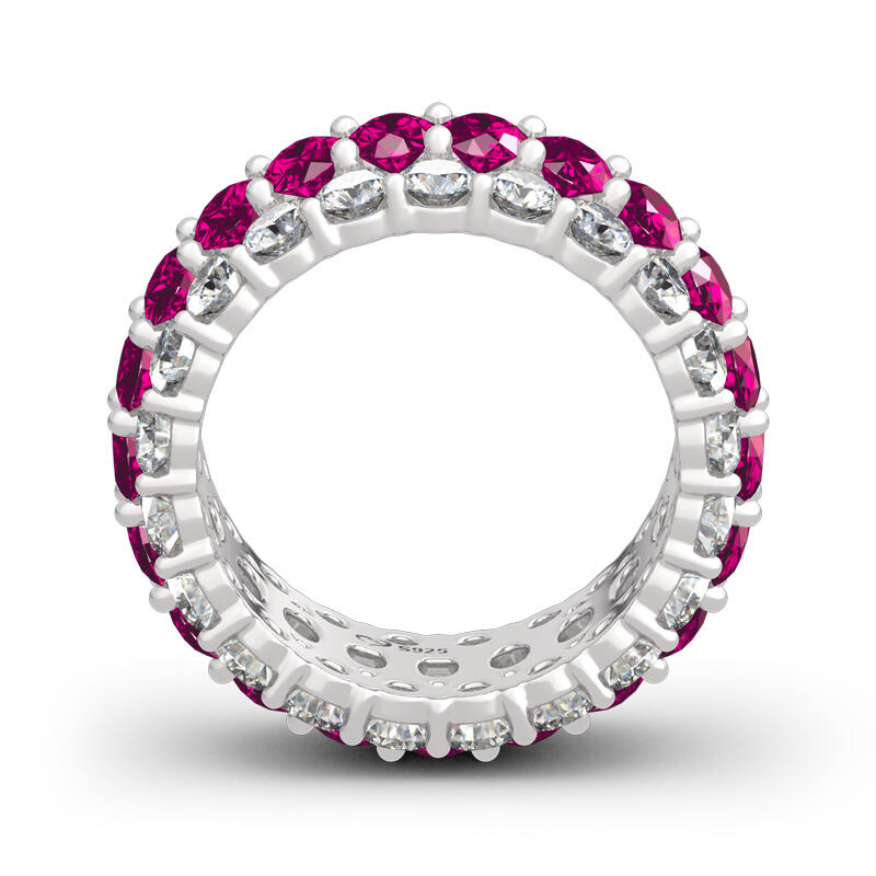 Jeulia Classic Oval and Round Cut Sterling Silver Eternity Ring