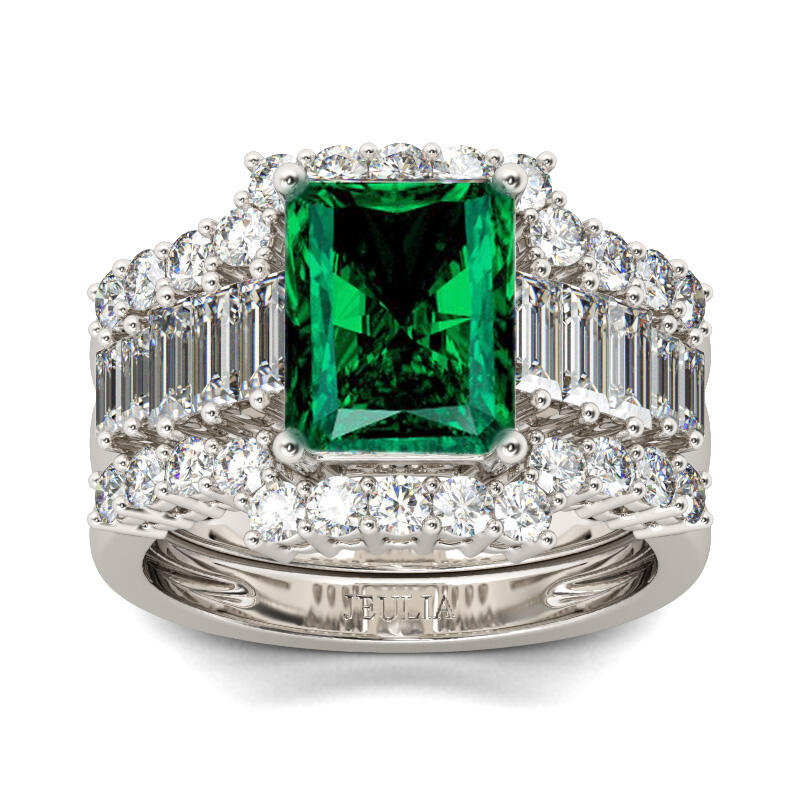 Jeulia 3PC Radiant Cut Sterling Silver Ring Set