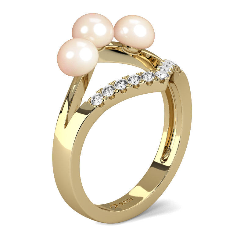 Jeulia Split Shank Cultured Pearl Sterling Silver Ring