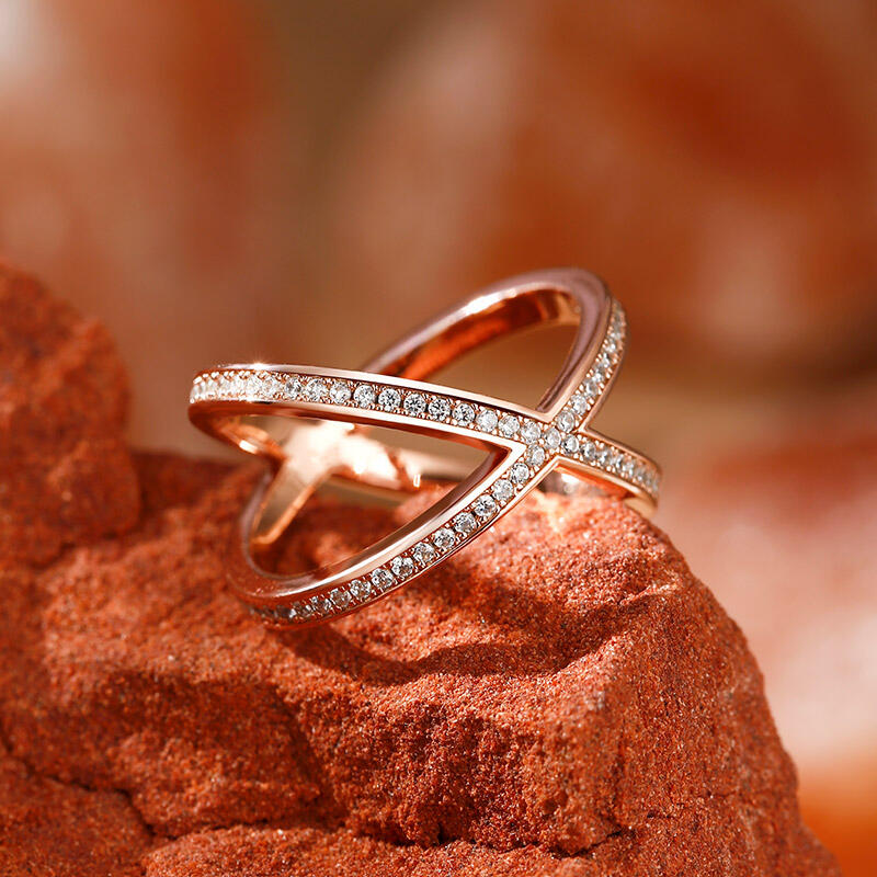 Jeulia X Shape Crossover Sterling Silver Ring