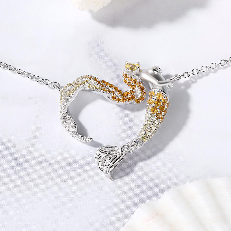 Jeulia "Ocean's Light" Sterling Silver Mermaid Gift Necklace for Valentine's Day