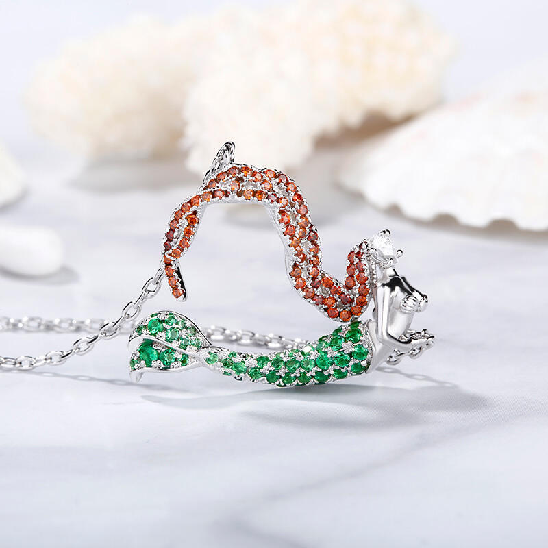 Jeulia "Ocean's Light" Sterling Silver Mermaid Gift Necklace for Valentine's Day