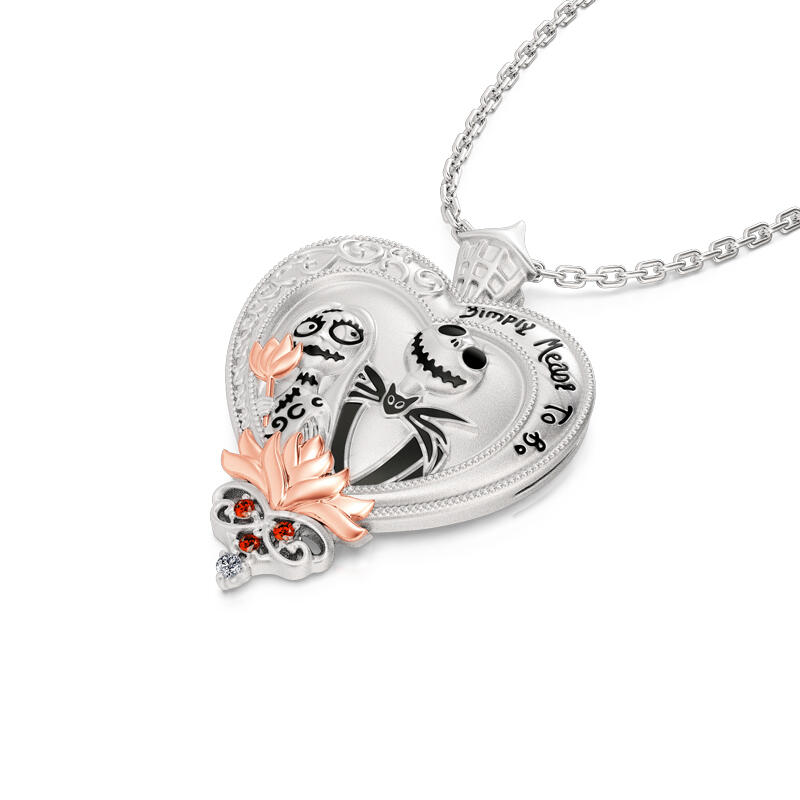 Jeulia Collar de cráneo pareja de plata esterlina en corazón para san valentín