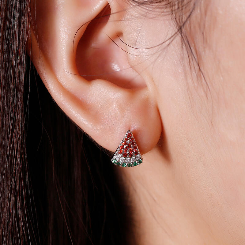 Jeulia "Summer Fruit" Watermelon Design Sterling Silver Earrings