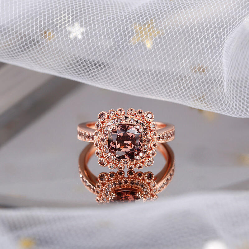 Jeulia Milgrain Design Halo Cushion Cut Sterling Silver Jewelry Set