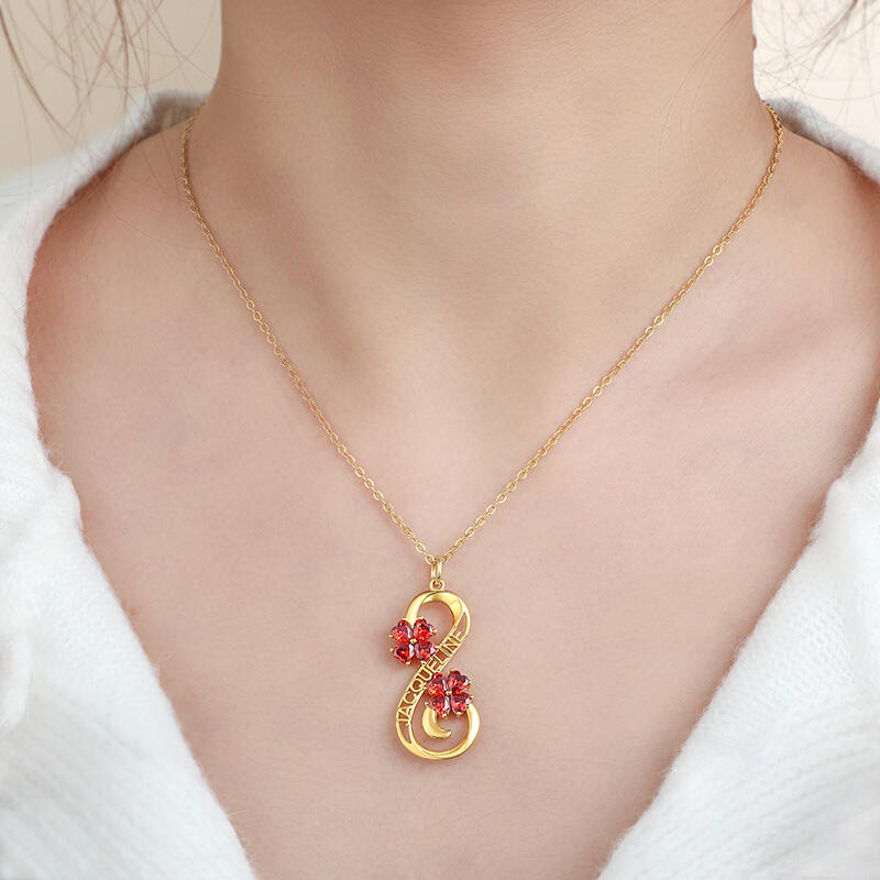 Jeulia Personalized Name Infinity Heart Birthstones Sterling Silver Necklace