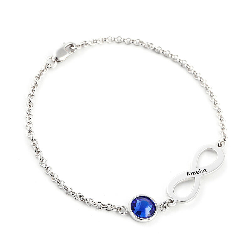 Jeulia Infinity Sterling Silver Bracelet With Birthstone