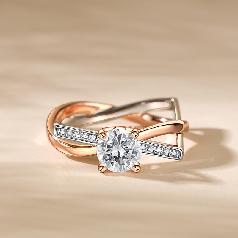 Jeulia Anillo de Compromiso Redondo Elegante Círculo Cuadrado Plata