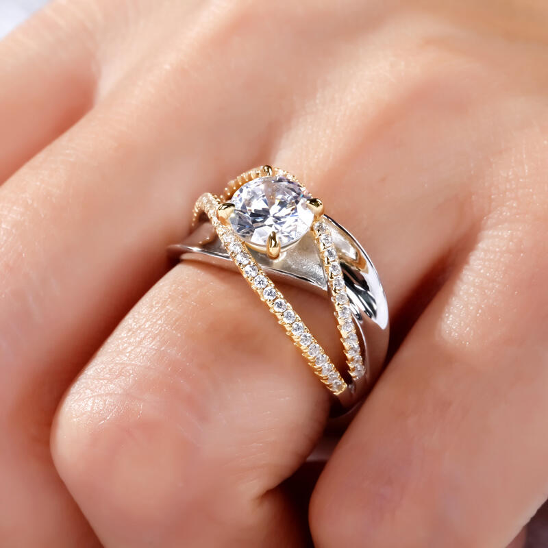 Jeulia tvådonad crossover -rundring i sterlingsilver