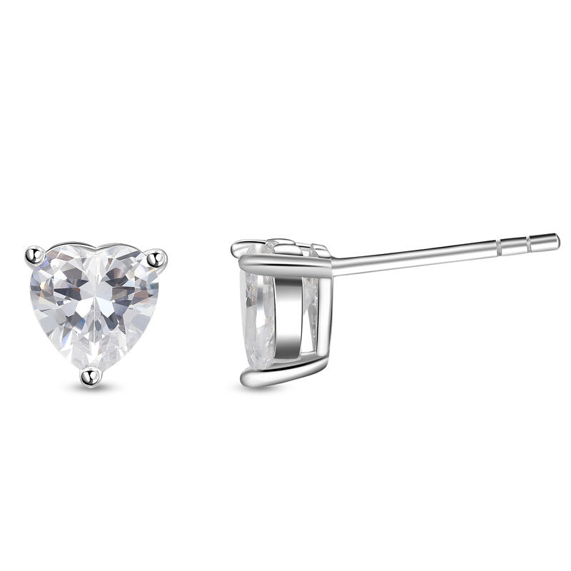 Jeulia Boucles d'Oreilles Clous de Cœur Solitaires Simples avec Pierre de Naissance