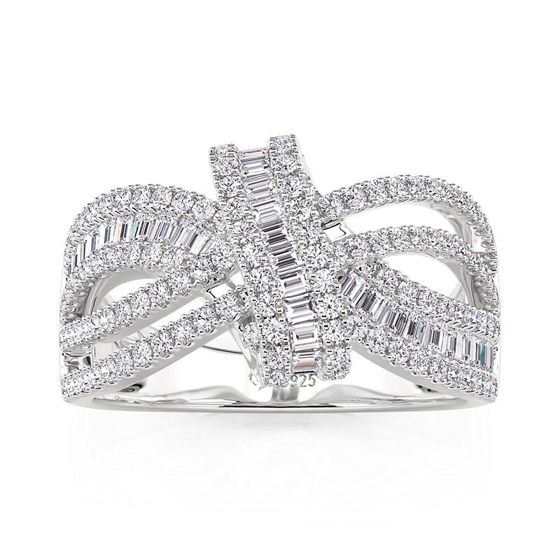 Jeulia Bow Ribbon Around Triple Pave Set Wedding Ring