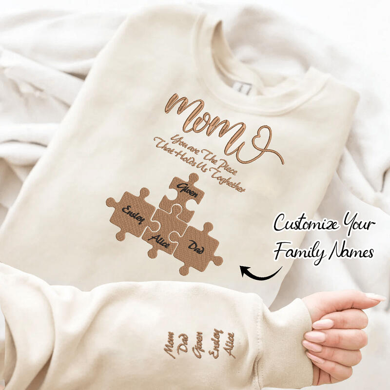 Personalized Sweatshirt Embroidered Puzzles You Are The Piece That Holds Us Together Warm Gift for Family