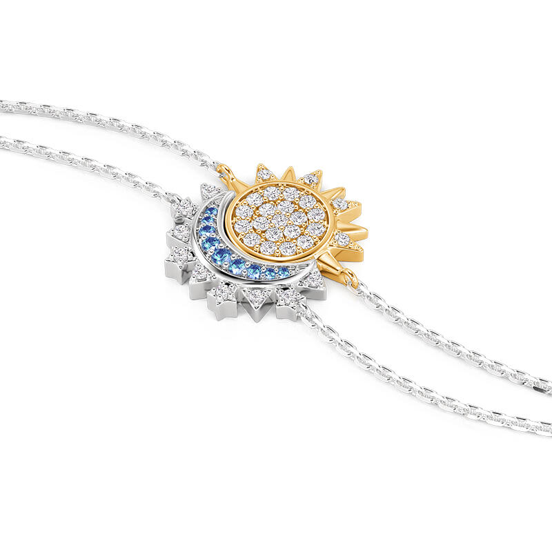 Jeulia Pulseras Apilables de Sol y Luna