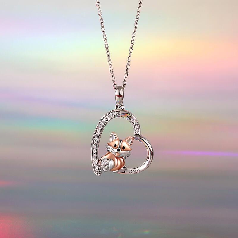 Jeulia Petland Collar Corazón Grabado Personalizado Corgi